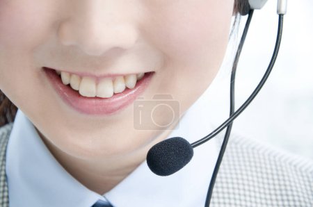 Photo for Asian customer service woman agent with headset - Royalty Free Image