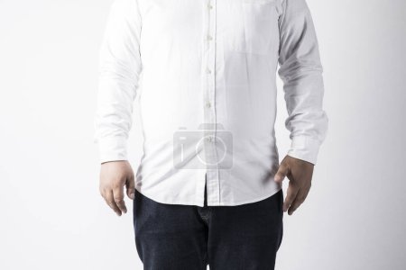 Photo for Overweight man wearing white shirt. studio portrait - Royalty Free Image
