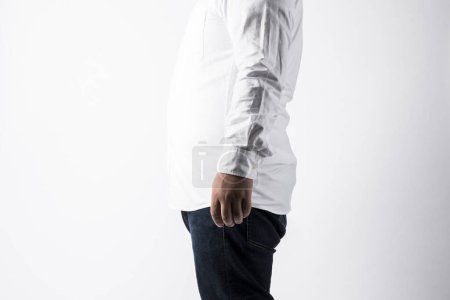 Photo for Overweight man wearing white shirt. studio portrait - Royalty Free Image