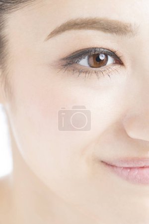 Photo for Close up portrait of young beautiful woman face, fresh make up - Royalty Free Image