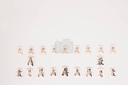 Photo for Close up wooden pieces with japanese traditional calligraphy - Royalty Free Image