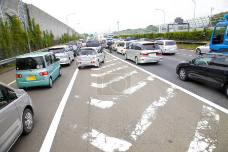 Photo for Cars moving on road. Traffic in Japan - Royalty Free Image