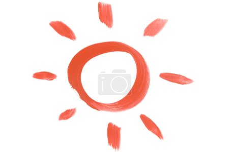 Foto de Sol rojo dibujando sobre el fondo blanco - Imagen libre de derechos
