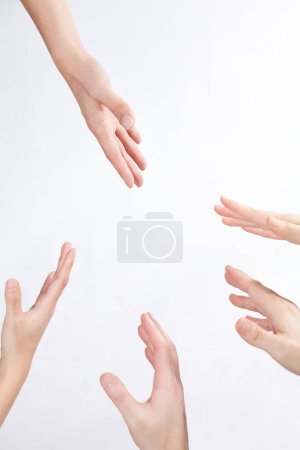 Photo for Group of people hands isolated on white background - Royalty Free Image