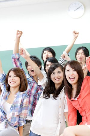Photo for Cheerful young Japanese students at university - Royalty Free Image