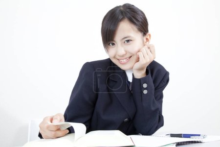 Photo for Portrait of Japanese school student studying - Royalty Free Image
