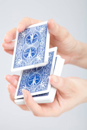 Photo for Female hands with playing cards, close up view - Royalty Free Image