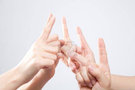 Photo for Hands ponting with fingers up on white background - Royalty Free Image