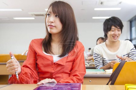 Photo for Portrait of asian students studying in auditorium - Royalty Free Image