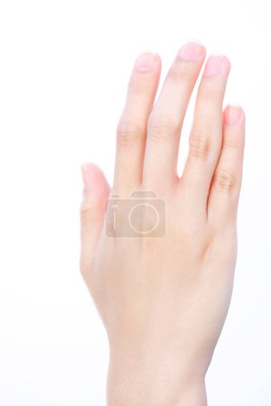 Téléchargez les photos : Belle main féminine sur fond blanc - en image libre de droit
