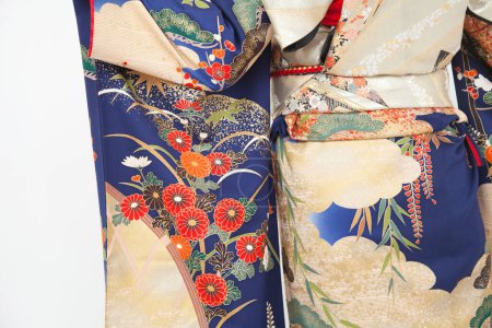 Photo for Close up detailed portrait of woman wearing traditional kimono - Royalty Free Image