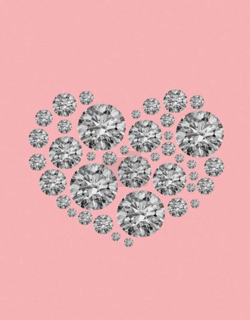 Photo for Heart pattern of diamonds. illustration on pink background. - Royalty Free Image
