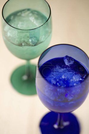 Photo for Two glasses with ice and water, close up view - Royalty Free Image