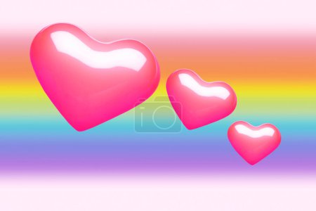 Téléchargez les photos : Arc-en-ciel coloré avec des cœurs. Saint-Valentin. - en image libre de droit