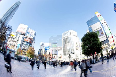 Photo for Tourists visit shibuya district in tokyo japan. Commercial and popular place to visit - Royalty Free Image