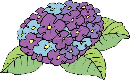 Foto de Ilustración de dibujos animados de hermosas flores púrpuras aisladas sobre fondo blanco. - Imagen libre de derechos