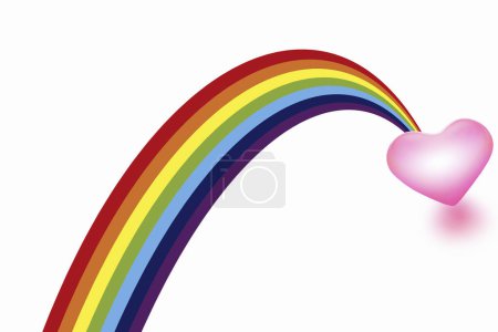 Photo for Rainbow and pink heart on white background - Royalty Free Image