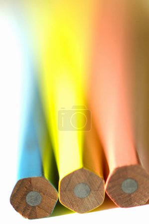 Photo for Color pencils on white background, bright texture - Royalty Free Image