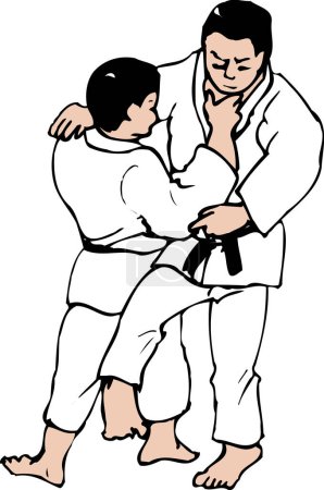 Téléchargez les photos : Deux hommes combattants de karaté, illustration de dessin animé - en image libre de droit