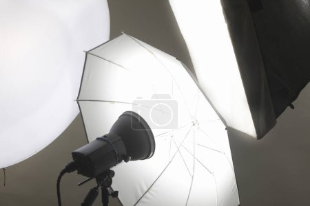 Photo for Professional photo studio with lighting equipment - Royalty Free Image