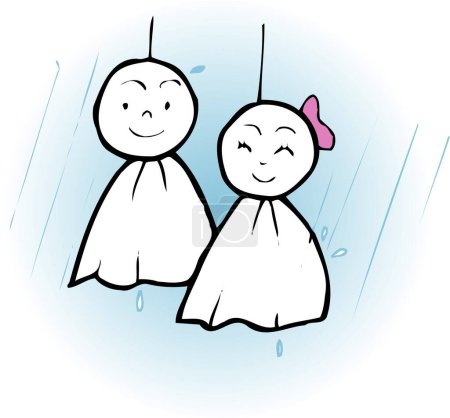 Photo for Smiling teru teru bozu hanging during rain - Royalty Free Image
