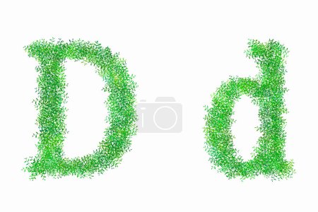 Foto de Letras florales del alfabeto verde sobre fondo blanco, letra D - Imagen libre de derechos