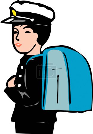 Photo for Cartoon young boy with a backpack - Royalty Free Image