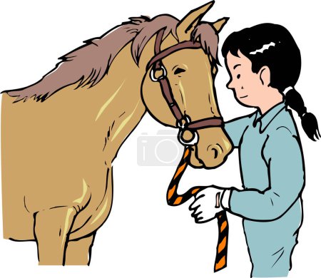 Photo for Cartoon girl with a horse. - Royalty Free Image
