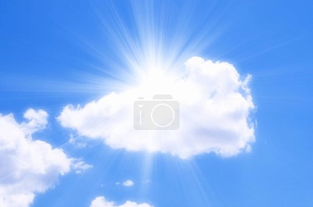 Photo for Blue sky with sunlight through clouds. abstract background. - Royalty Free Image