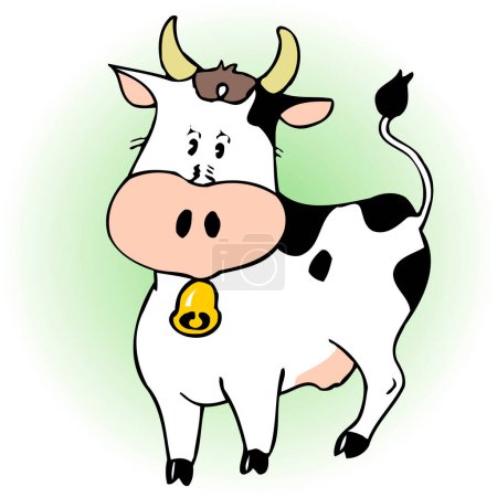 Foto de Curar la vaca de dibujos animados con campana - Imagen libre de derechos