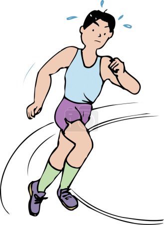 Photo for A cartoon illustration of a man exercising running. - Royalty Free Image
