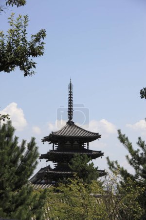 schöner Horyu-Tempel. Traditionelle japanische Architektur 