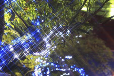 Photo for Bright festive christmas lights and decorations - Royalty Free Image