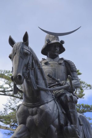 Statue of Date Masamune on a Horse in Sendai, Japan