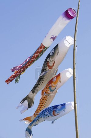 Téléchargez les photos : Air Fish Windsocks in the Sky, Japon - en image libre de droit