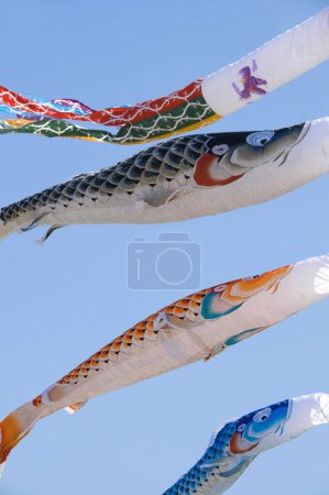 Téléchargez les photos : Air Fish Windsocks in the Sky, Japon - en image libre de droit