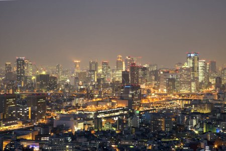 Téléchargez les photos : Vue aérienne de la ville de Tokyo la nuit. Japon - en image libre de droit