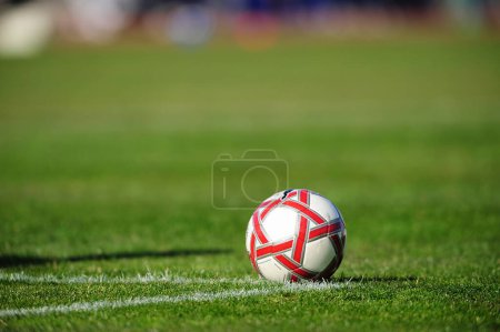 Foto de Pelota de fútbol en la hierba verde - Imagen libre de derechos