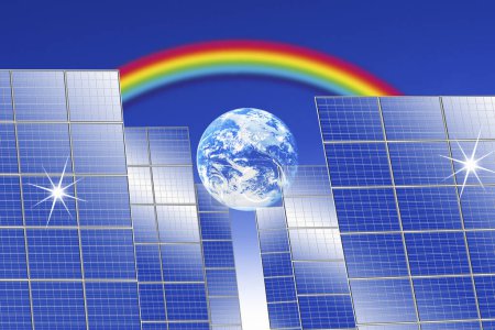 Photo for Solar panels illustration, eco and green energy concept background - Royalty Free Image