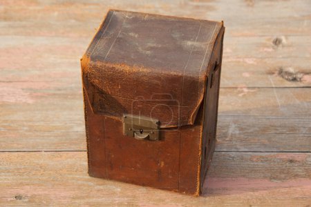 Photo for Old wooden box with a lock - Royalty Free Image