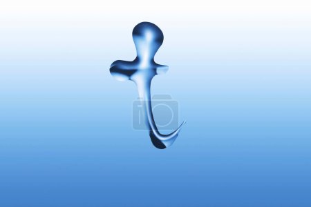 Photo for T letter. blue liquid shape isolated on light background. alphabet - Royalty Free Image