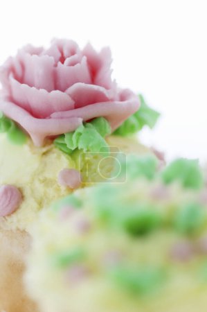 Foto de Vista de cerca de deliciosos pasteles dulces con crema - Imagen libre de derechos