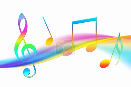 Téléchargez les photos : Fond abstrait de notes musicales colorées - en image libre de droit