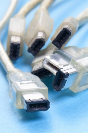 Photo for Close up of modern cables with connectors on background - Royalty Free Image