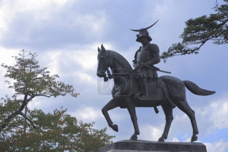Statue de la date Masamune sur un cheval à Sendai, Japon