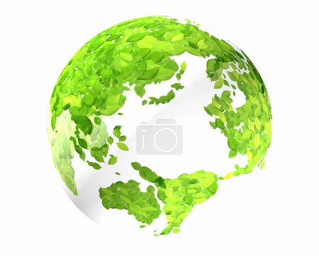 Foto de Continents made of green leaves on transparent globe - Imagen libre de derechos