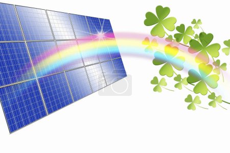 Foto de Paneles solares ilustración, eco y verde concepto de energía fondo - Imagen libre de derechos