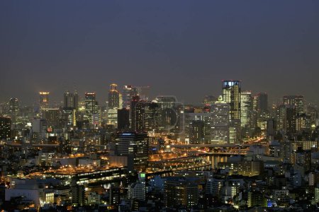 widok z lotu ptaka miasta Tokio w nocy. japoński         