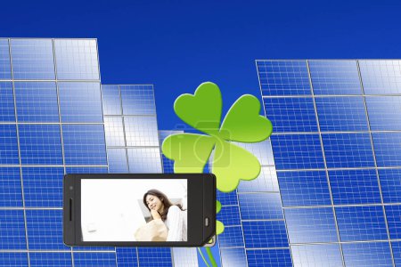 Photo for Solar panels illustration, renewable energy concept background - Royalty Free Image
