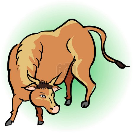 Foto de Vaca sobre fondo verde, ilustración de dibujos animados - Imagen libre de derechos